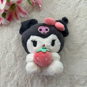 Kuromi Cute Plush Toy with Strawberry - Black and White